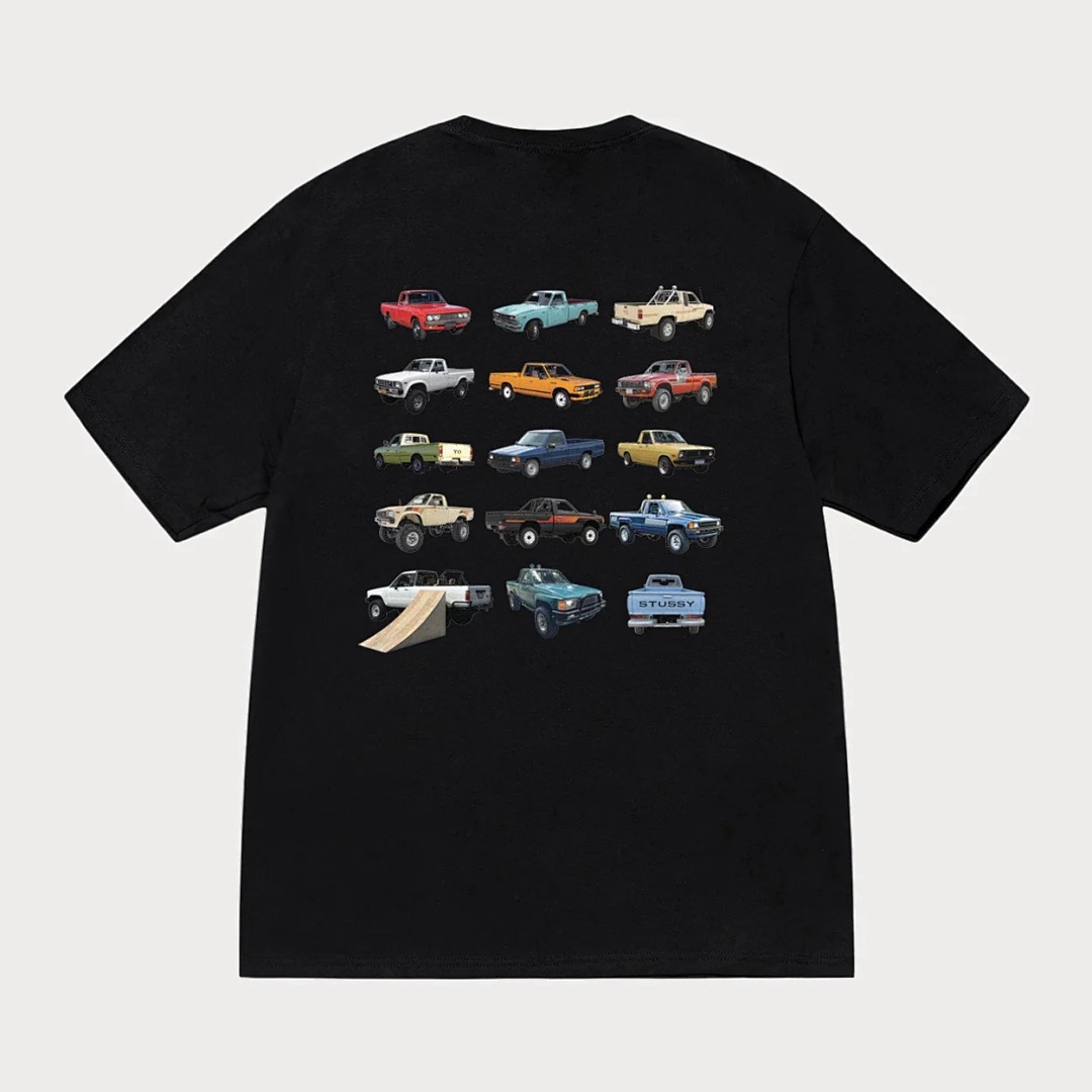 Stussy 118 Stu SS25 PICKUP TEE Leather Khaki Print Short Sleeve T Black White S M L
