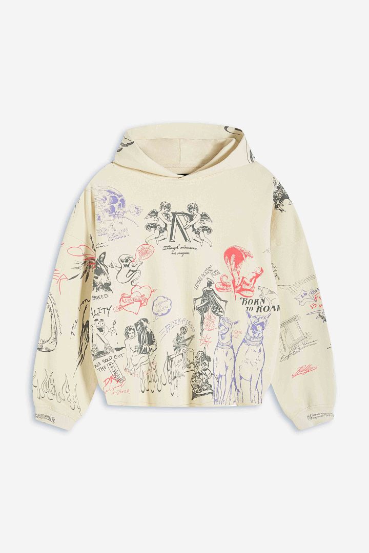 Represent 268 REPRESENT Legacy Hoodie Sky Print Washed : White Black S M L