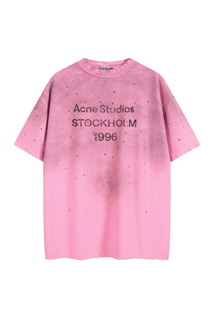 Acne Studios 138 AC Diamond LOGO Print Short Sleeve T White Grey Pink S-XL 8056# - Image 39