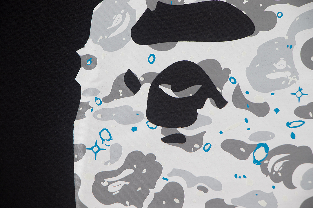 Bape 148 TOP Print Collar Short Sleeve T Black S-XL - Image 8