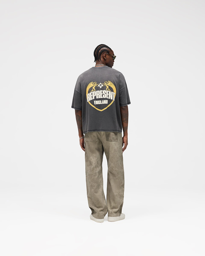 Represent 138 REPRESENT Angel Border T-Shirt Sky R Logo Collar Short Sleeve T : White Washed Black S M L - Image 15
