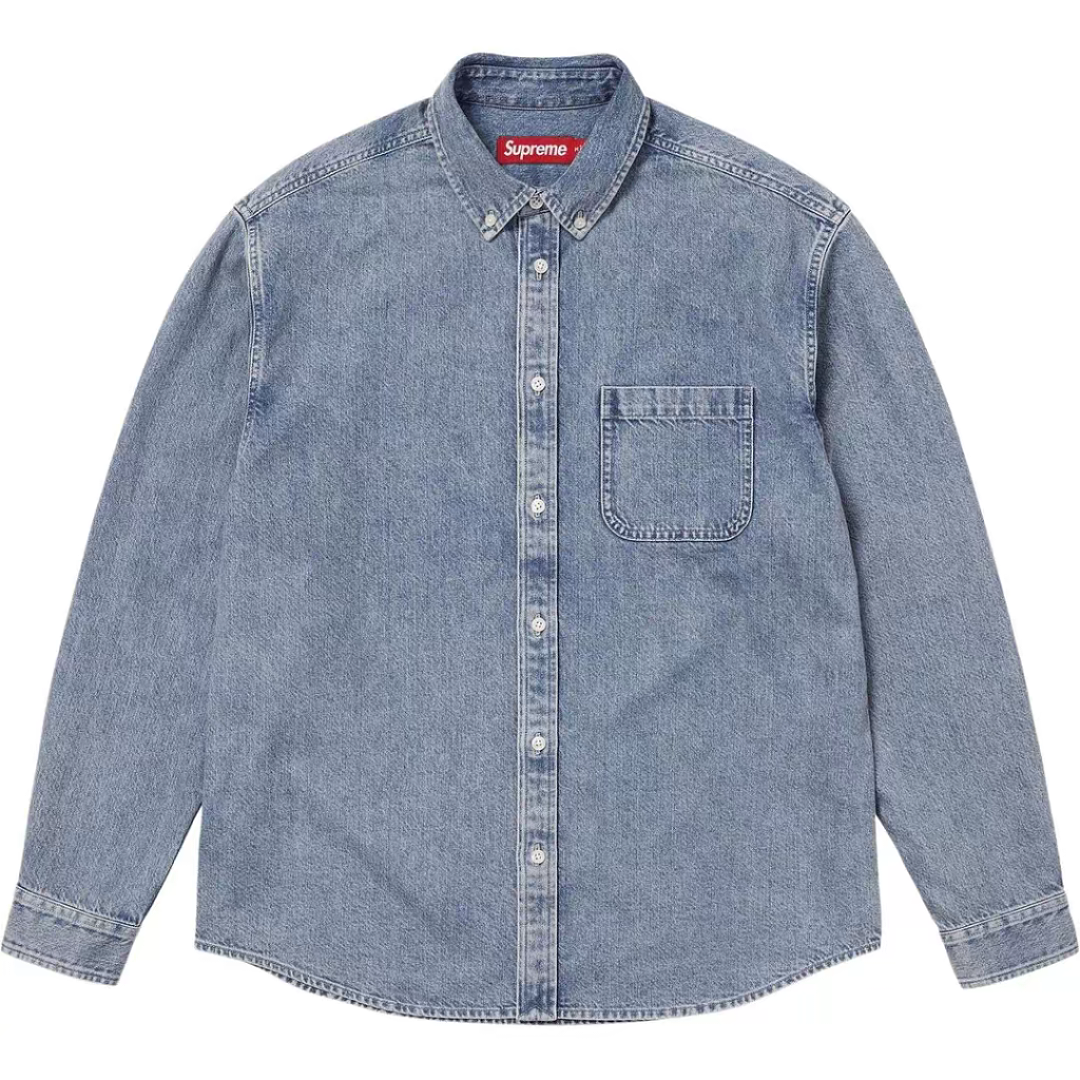 Supreme 358 Appliqué Denim Shirt Blue Black S-XL - Image 3