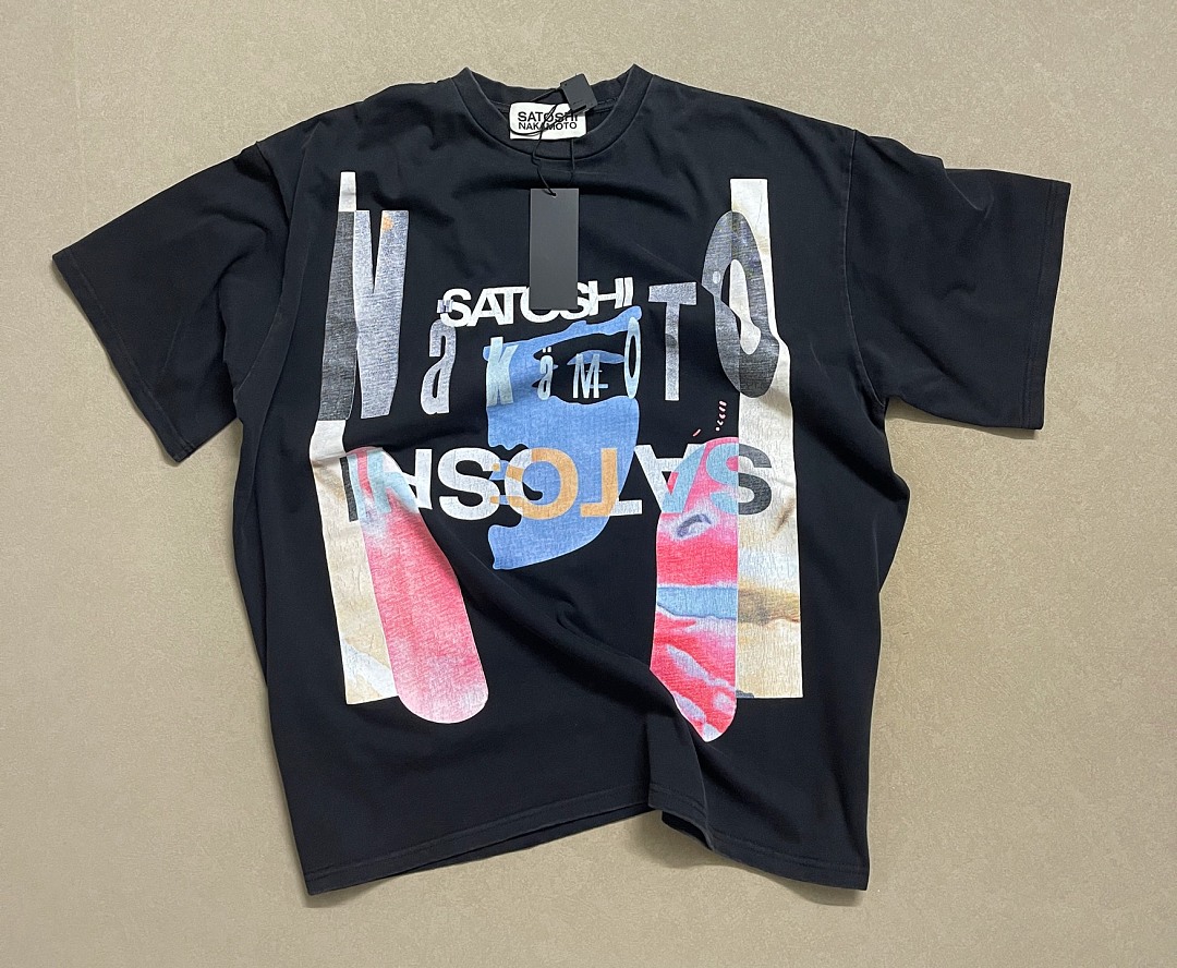 Unbranded 138 Satoshi Nakamoto Vintage Tee T Washed Black S M L - Image 5