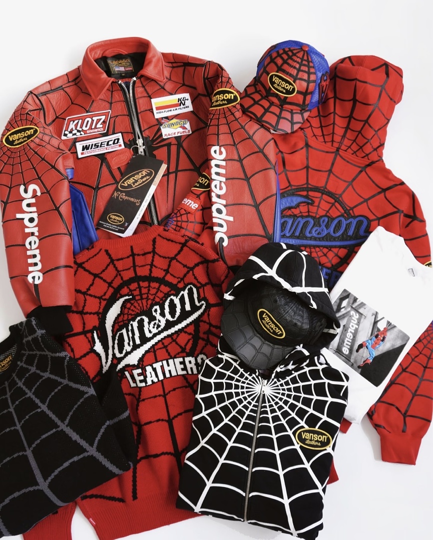 Sp5der 368 VANSON SPIDER-MAN SWEATER SS26 Embroidered Collar Fleece Black Red S - Image 28