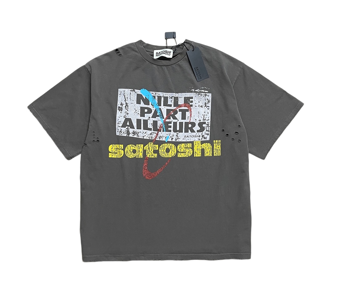 Unbranded 138 Satoshi Nakamoto“Everywhere & Nowhere” Washed Grey Print T S M L