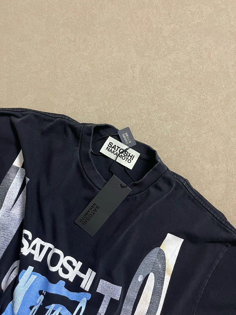 Unbranded 138 Satoshi Nakamoto Vintage Tee T Washed Black S M L - Image 6
