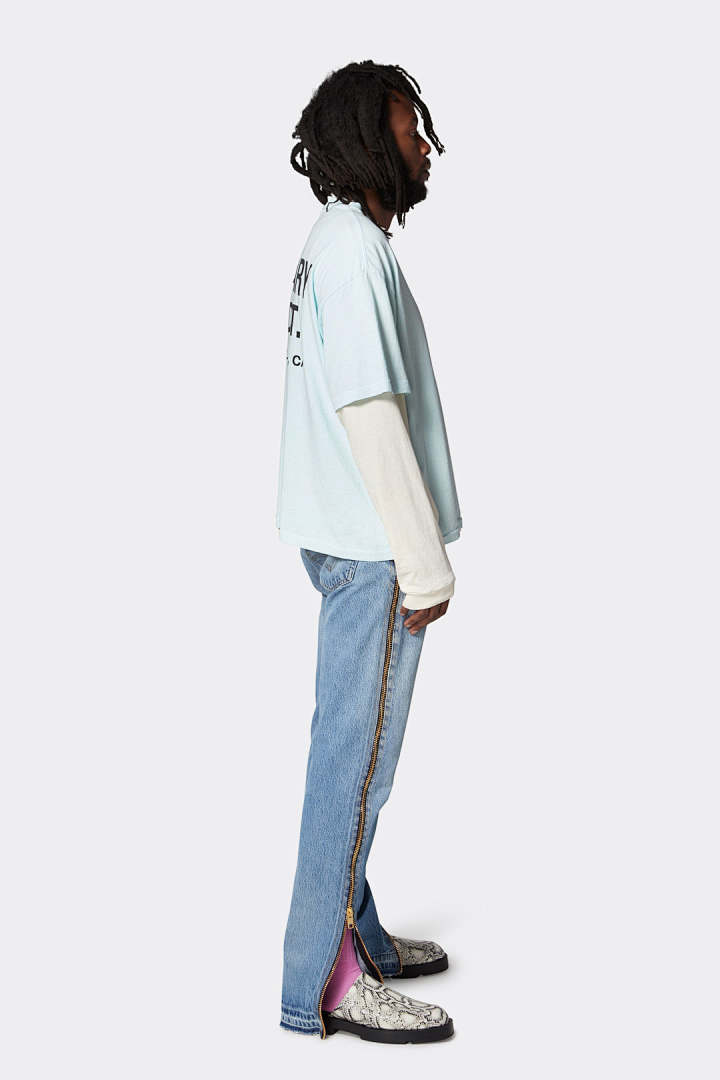 Gallery Dept 98 Gallery Dept. Classic Souvenir Tee LOGO Print Collar Short Sleeve T Black Grey White Cream Apricot Sky Blue Fruit Green Dark S M L - Image 28