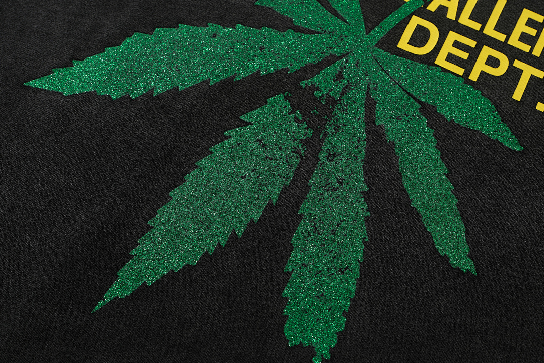 Gallery Dept 118 Gallery Dept. LOGO Green Leaf Print Short Sleeve T Black S-XL 3405# - Image 10