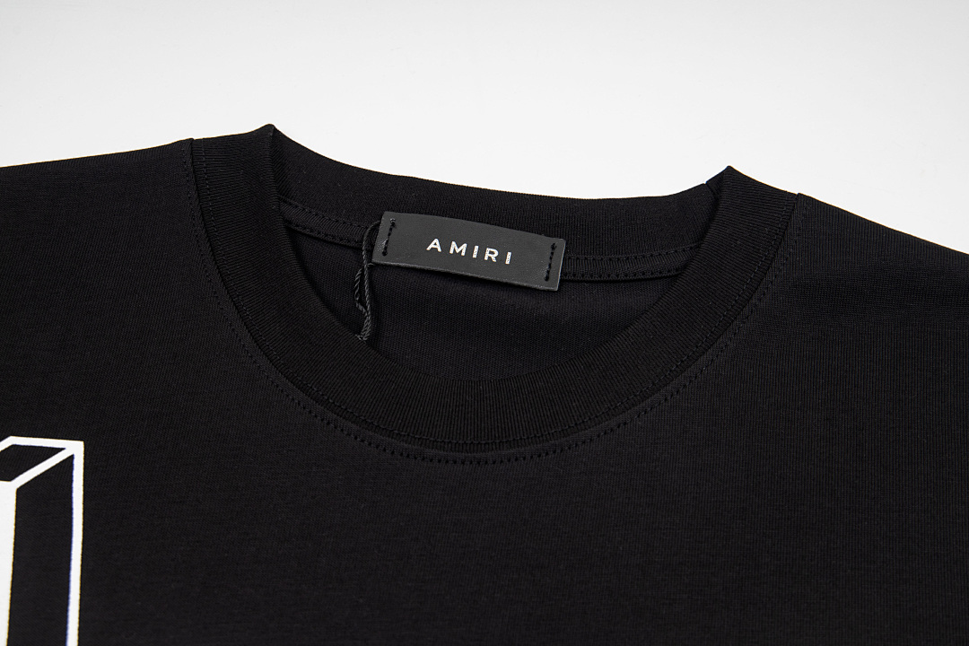 AMIRI 118 Wide Version Model Short Sleeve T Logo Print High Wind Black White S M L XL 9915# - Image 7