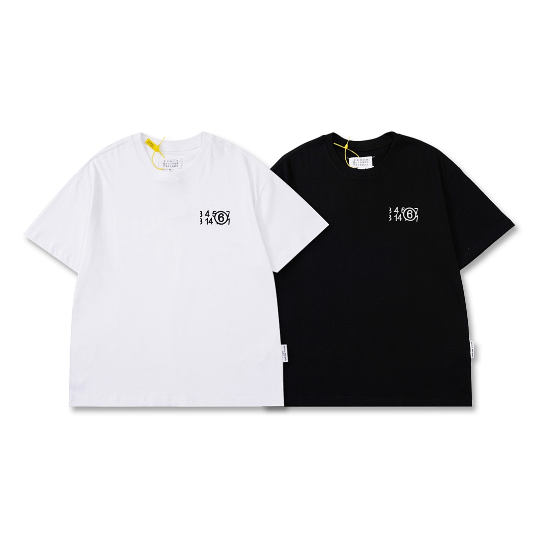 On Running 118 MM6 Maison Margiela Embroidered LOGO Label Short Sleeve T Black White 46 48 50 52 3950#