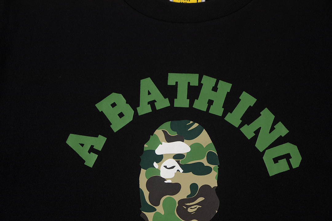Bape 148 TOP Print Collar Short Sleeve T Black White S-XL - Image 8