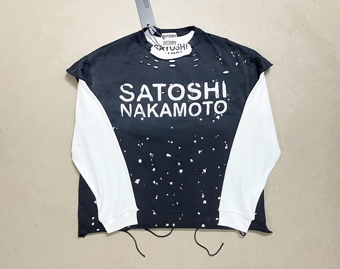 Unbranded 128 SATOSHI NAKAMOTO Luke Destroyed Ink Sleeve T : Washed Black Blue Red S M L - Image 46