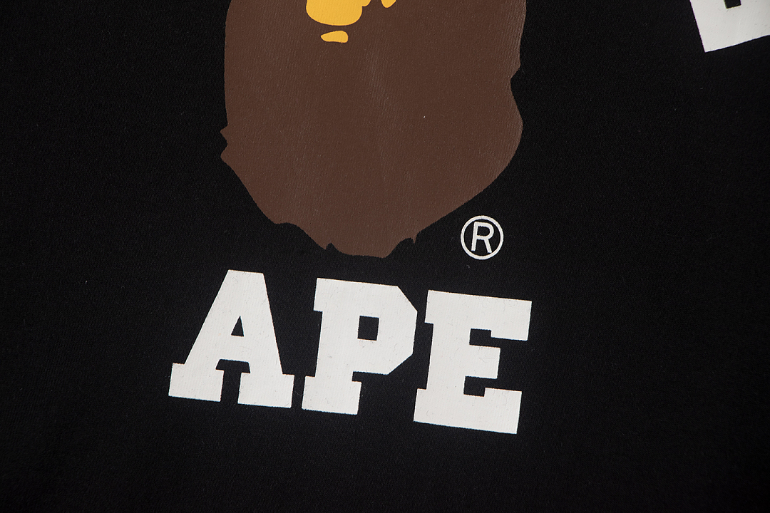 Bape 148 TOP Print Collar Short Sleeve T Black White S-XL - Image 9