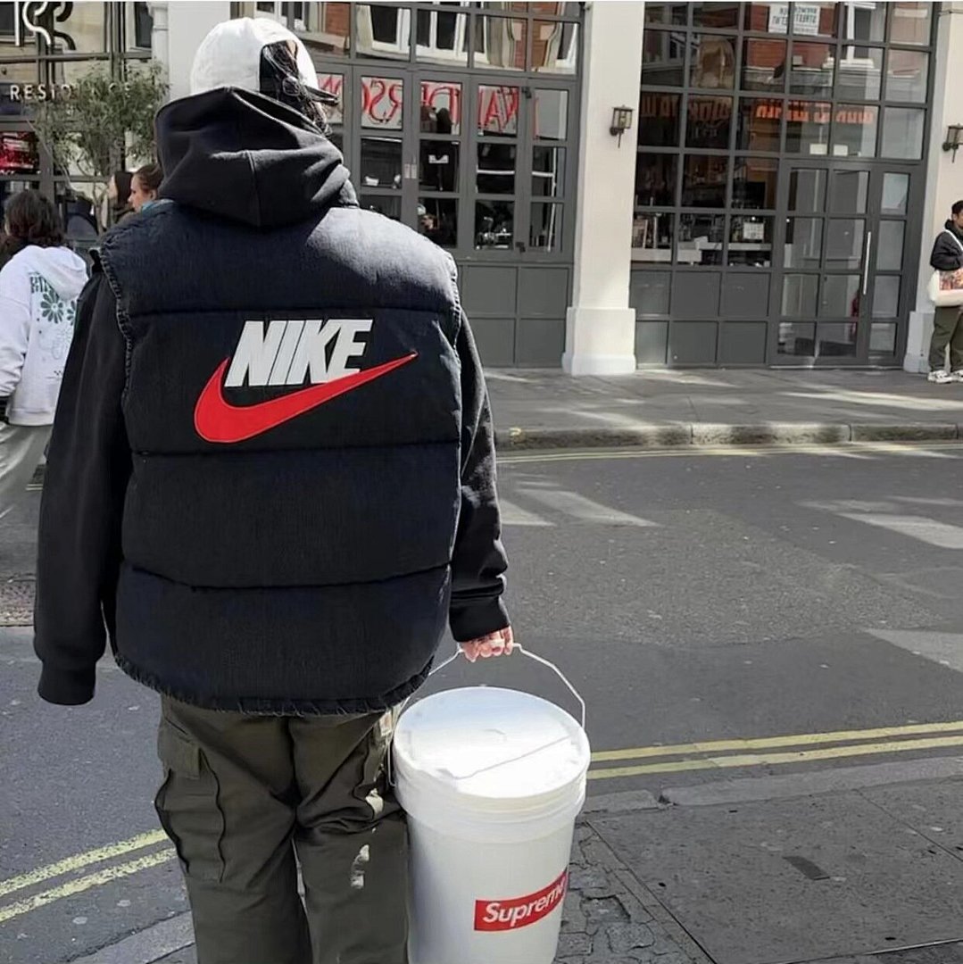 Supreme 438 SUP Collab DENIM PUFFER VEST Black Blue S M L - Image 15