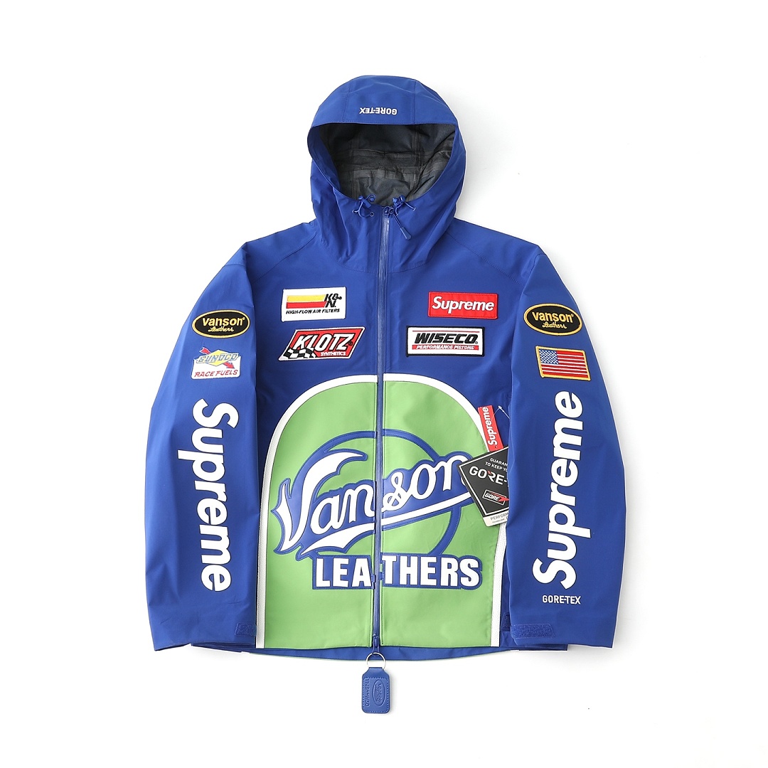 Supreme 698 FW25 GORE-TEX Shell Jacket Label Floral Water Mens Womens : Blue, White, Black S-XL - Image 4