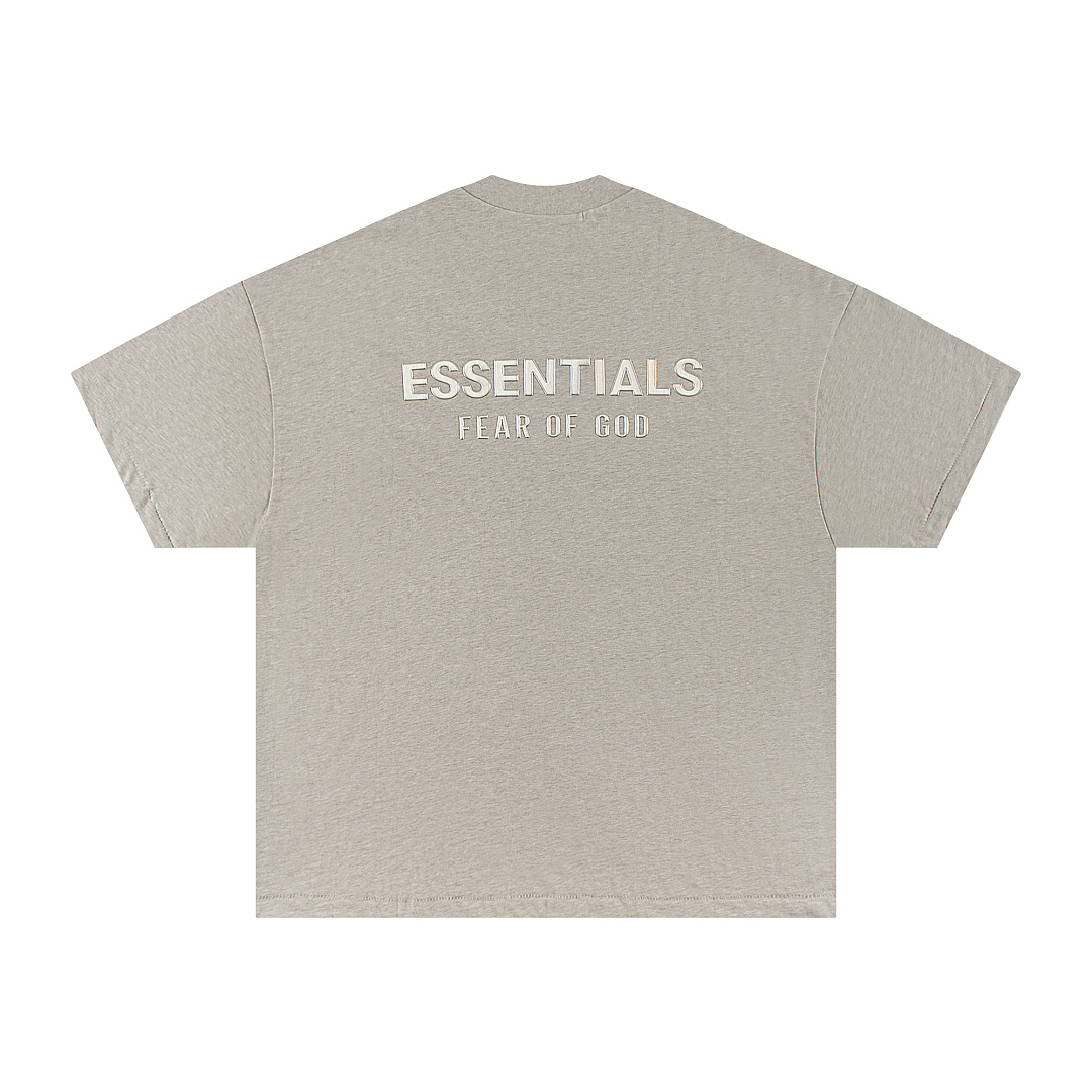 Essentials 118 SS25 Classic Hoodie Label Print Short Sleeve Silk Silver Gum : XS-XL (Grey Brown Oatmeal) - Image 44