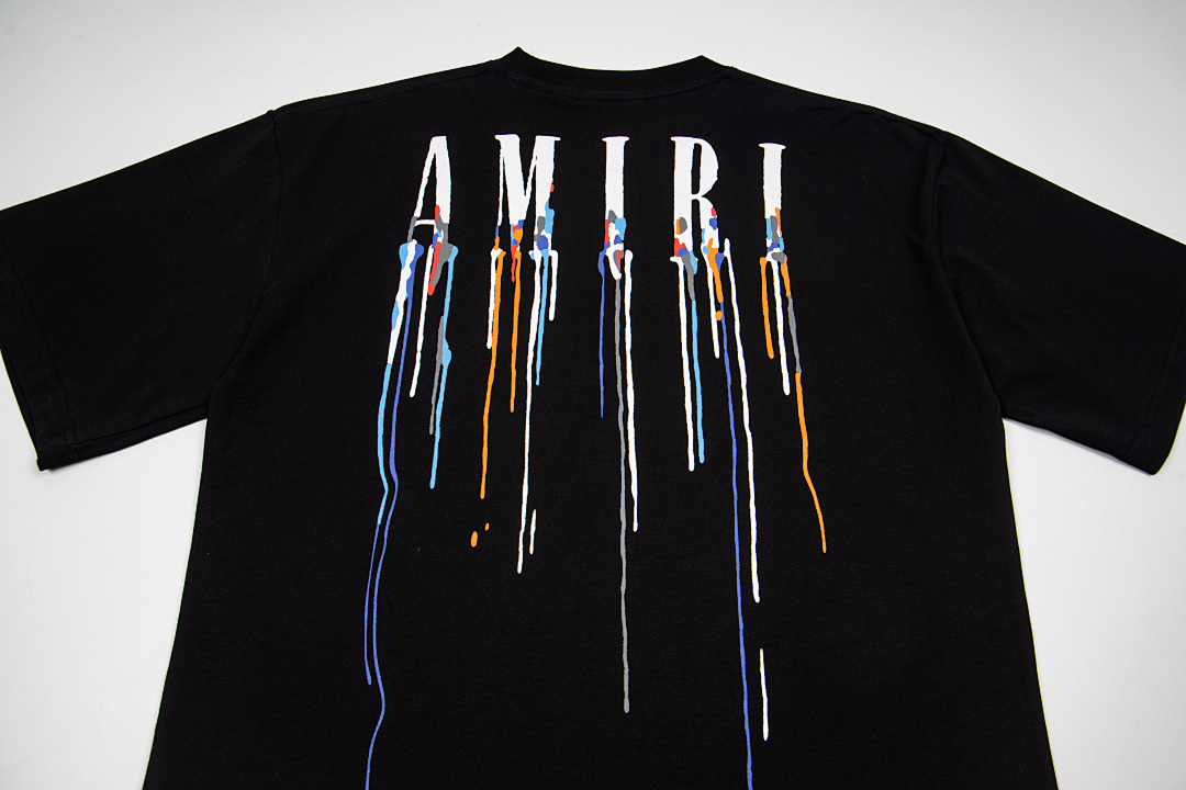 AMIRI 118 Wide Version Model Short Sleeve T Logo Print High Wind Black White S M L XL 9905# - Image 12
