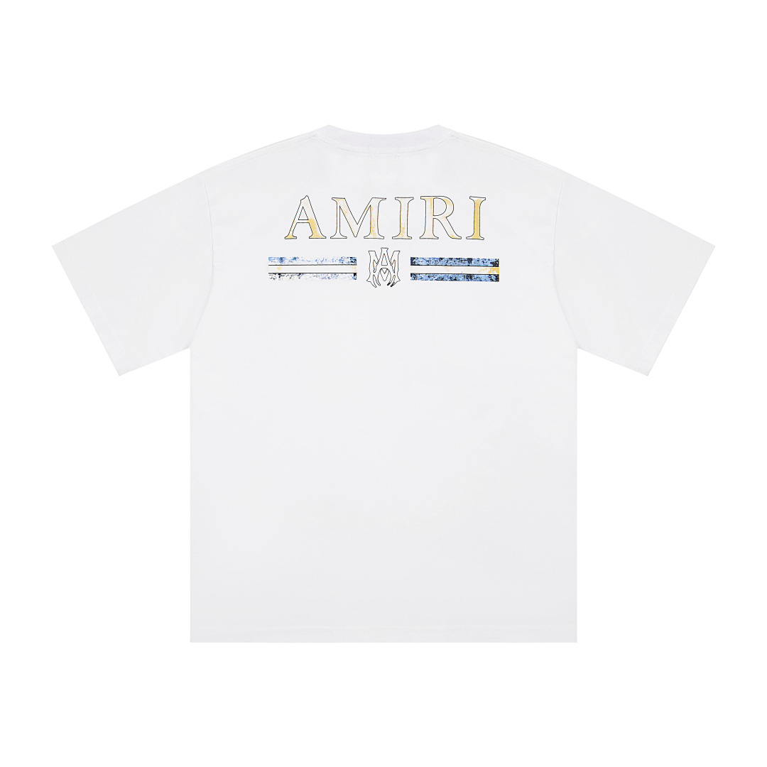 AMIRI 118 Wide Version Model Short Sleeve T Logo Print High Wind Black White S M L XL 9904# - Image 14