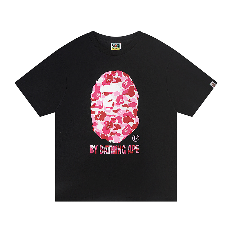 Bape 148 TOP Print Collar Short Sleeve T Black S-XL