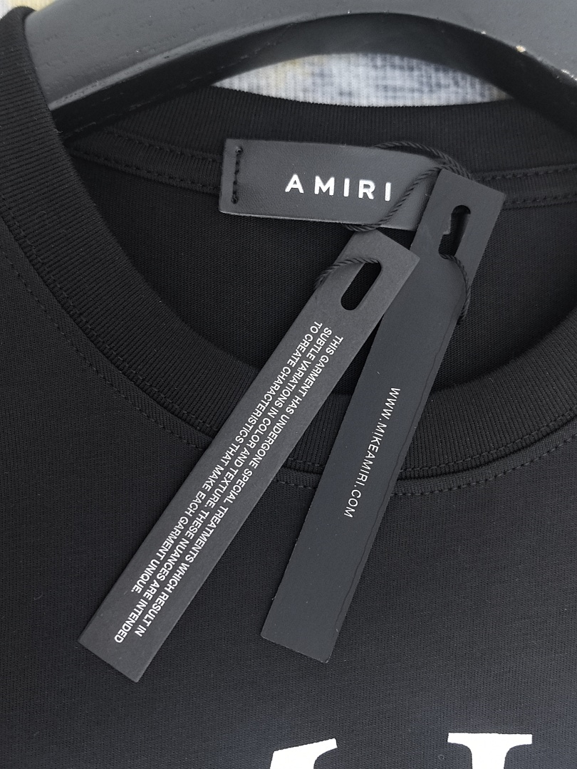 AMIRI 118 Wide Version Model Short Sleeve T Logo Print High Wind Black White S M L XL 9907# - Image 24