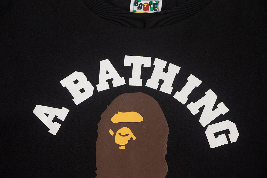 Bape 148 TOP Print Collar Short Sleeve T Black White S-XL - Image 8