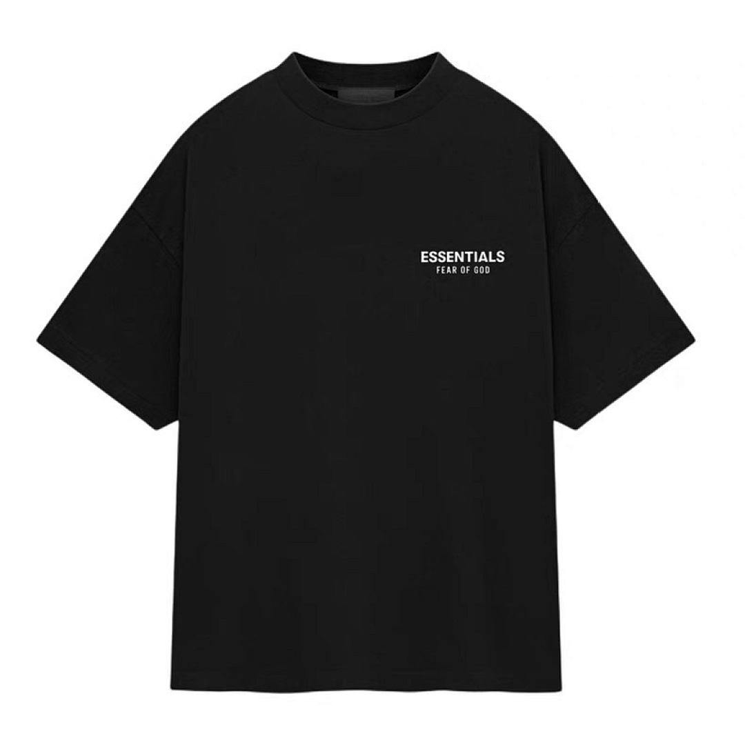 Essentials 118 Ess FALL24 HOLIDAY Jersey Crewneck T-Shirt Collar Wide Short Sleeve T : Light Mist Grey Black Dark :S-XL - Image 4