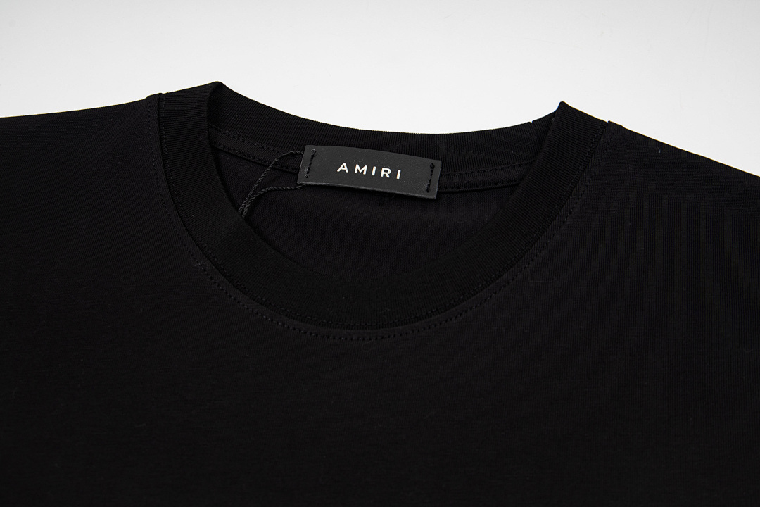 AMIRI 118 Wide Version Model Short Sleeve T Logo Print High Wind Black White S M L XL 9905# - Image 5