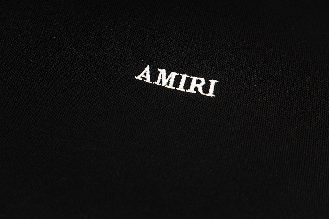 AMIRI 128 26Ss New Logo Embroidered Collar Buckle Polo Short Sleeve T Black White Grey S M L XL 9937# - Image 6