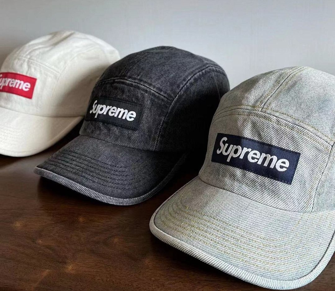 Supreme 118 SS23 SUP DENIM CAMP CAP Single Water (Blue Black) - Image 5