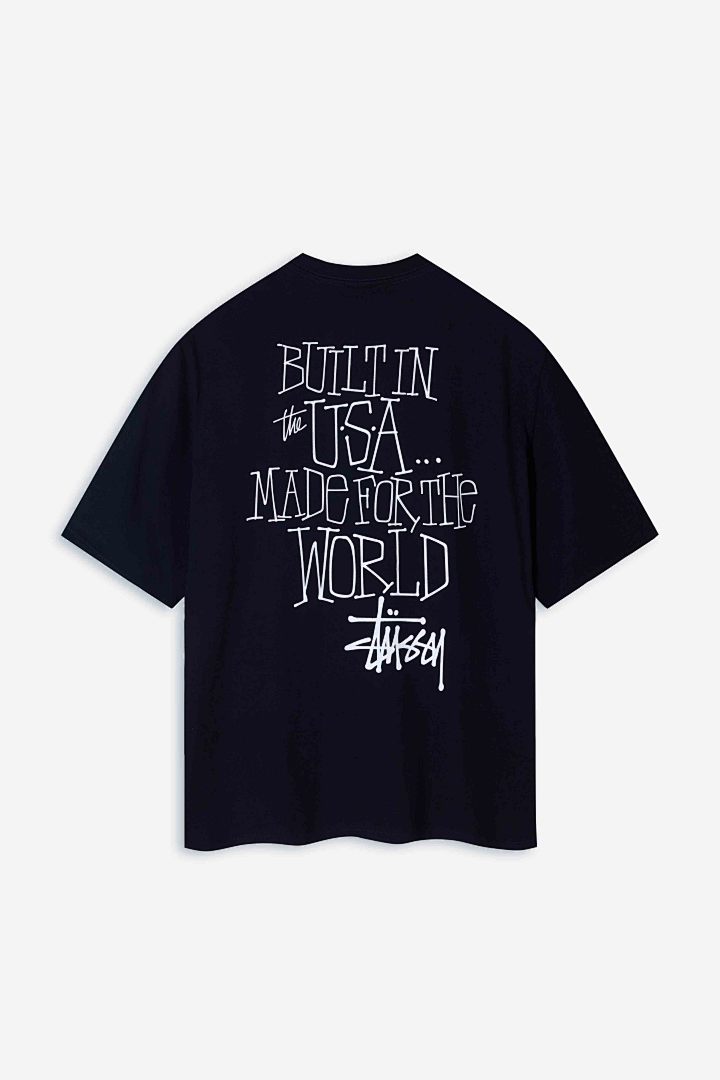 Stussy 108 Stu Fw24 Built In USA Pigment Dyed Tee Print Short Sleeve T Black White S M L