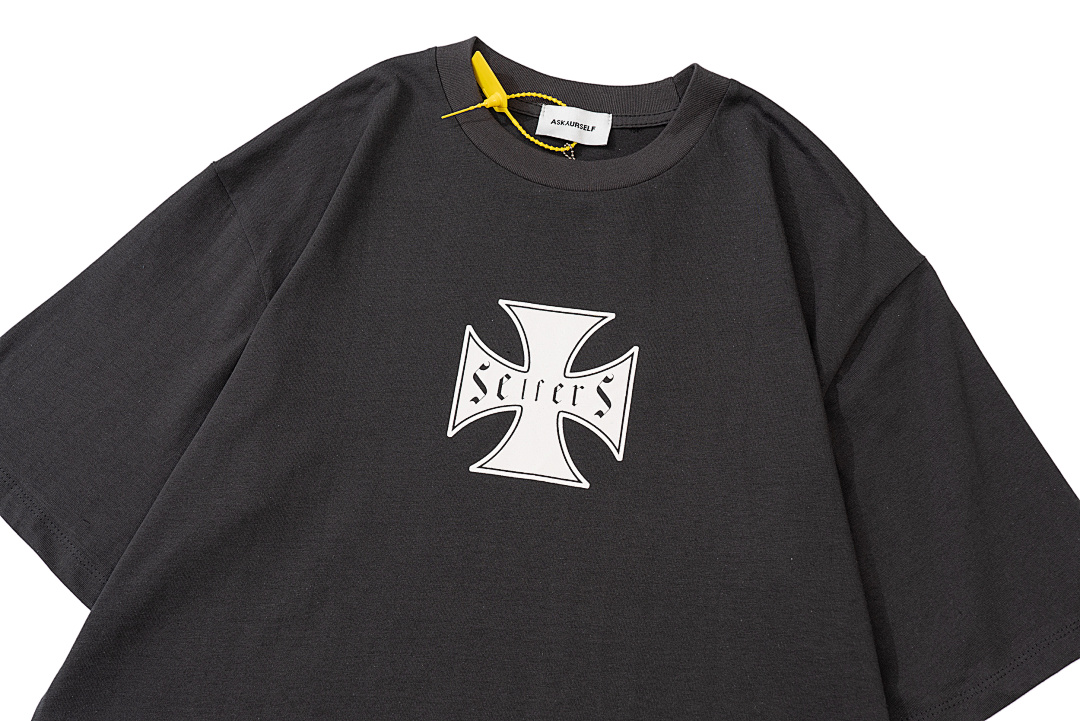 Unbranded 98 ASKYURSELF V9 SELFERS CROSS T Chris Print Short Sleeve Black S-XL 4047# - Image 5