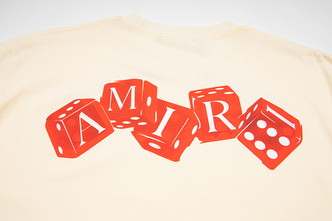 AMIRI 118 Wide Version Model Short Sleeve T Logo Print High Wind Black Apricot S M L XL 9910# - Image 22