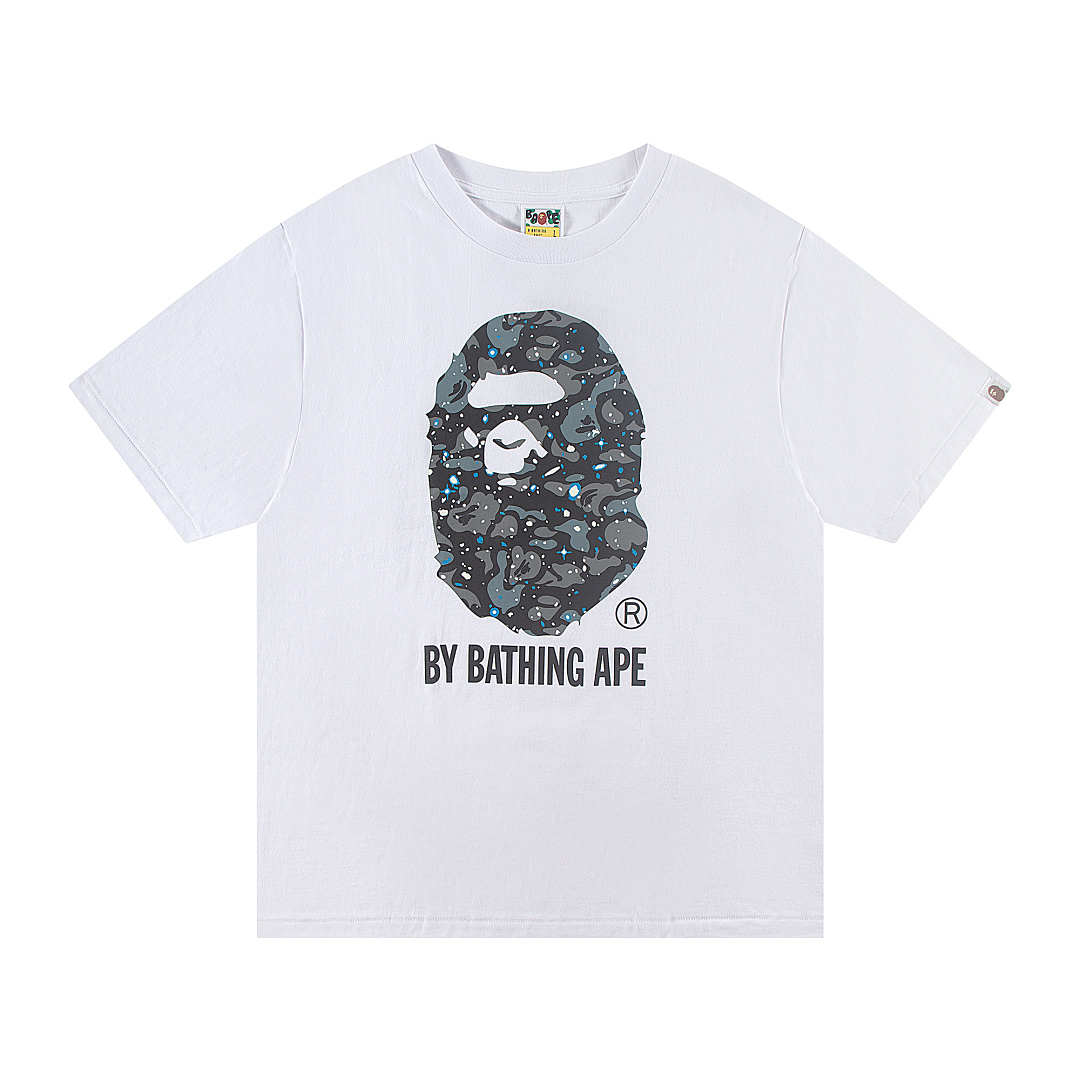 Bape 148 TOP Print Collar Short Sleeve T Black White S-XL - Image 13