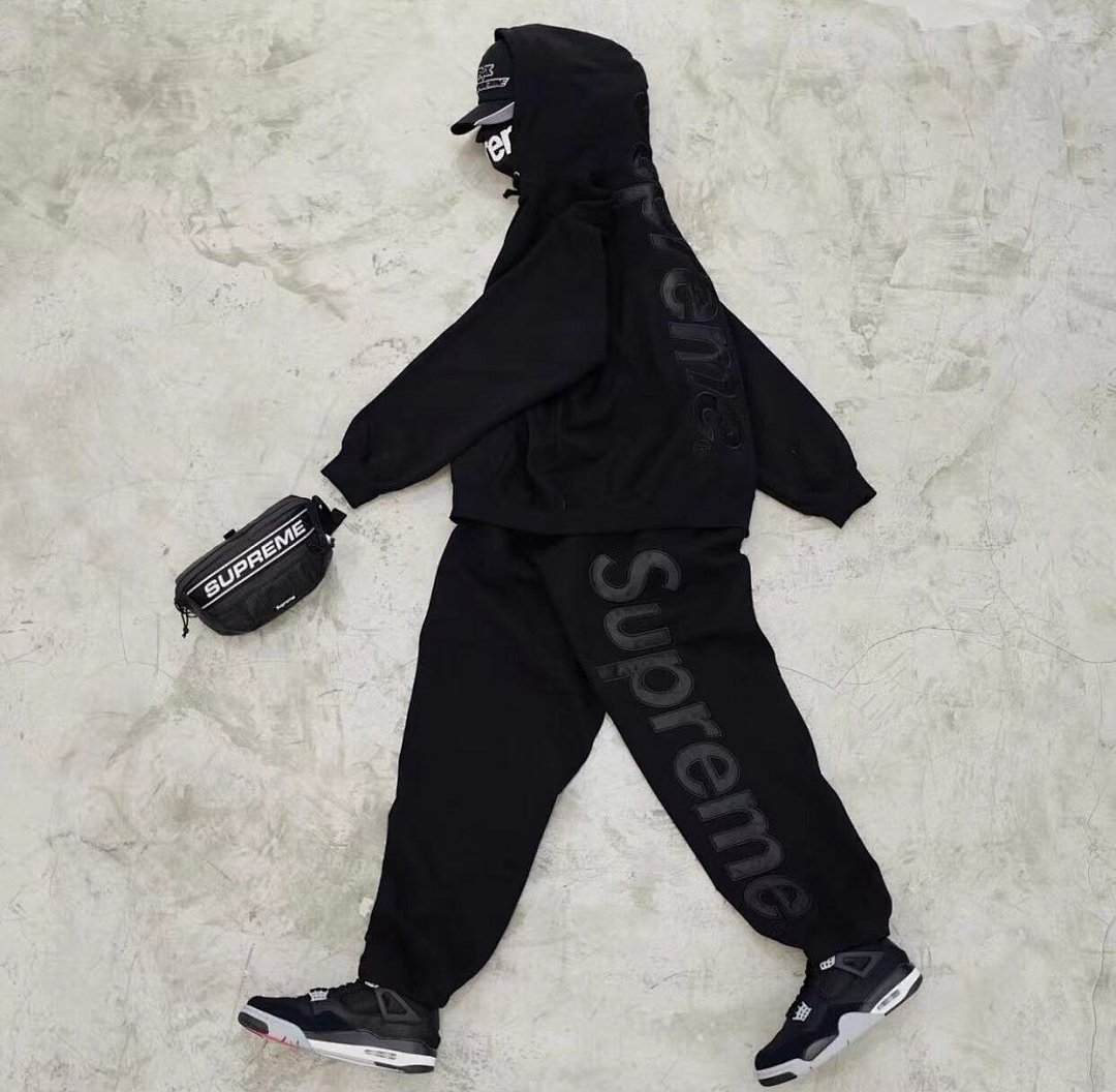 Supreme 238 23 SATIN APPLIQUÉ SWEATPANT Big LOGO Black Light Floral Grey S M L XL A311#