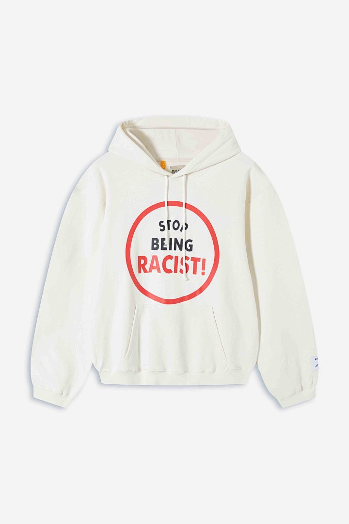 Celine 238 GALLERY DEPT STOP BEING RACIST REVERSIBLE ATK HOODIE GD Label True Surface Print : White S M L