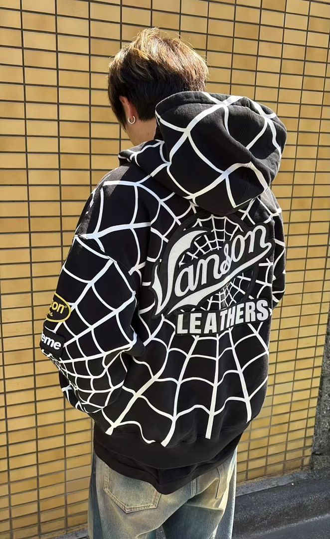 Sp5der 438 VANSON SPIDER-MAN Collab SS26 ZIP UP HOODED Thin Velvet Black Red S-XL - Image 50