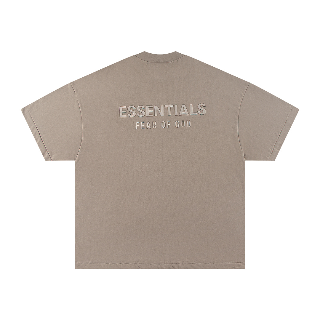 Essentials 118 SS25 Classic Hoodie Label Print Short Sleeve Silk Silver Gum : XS-XL (Grey Brown Oatmeal) - Image 71