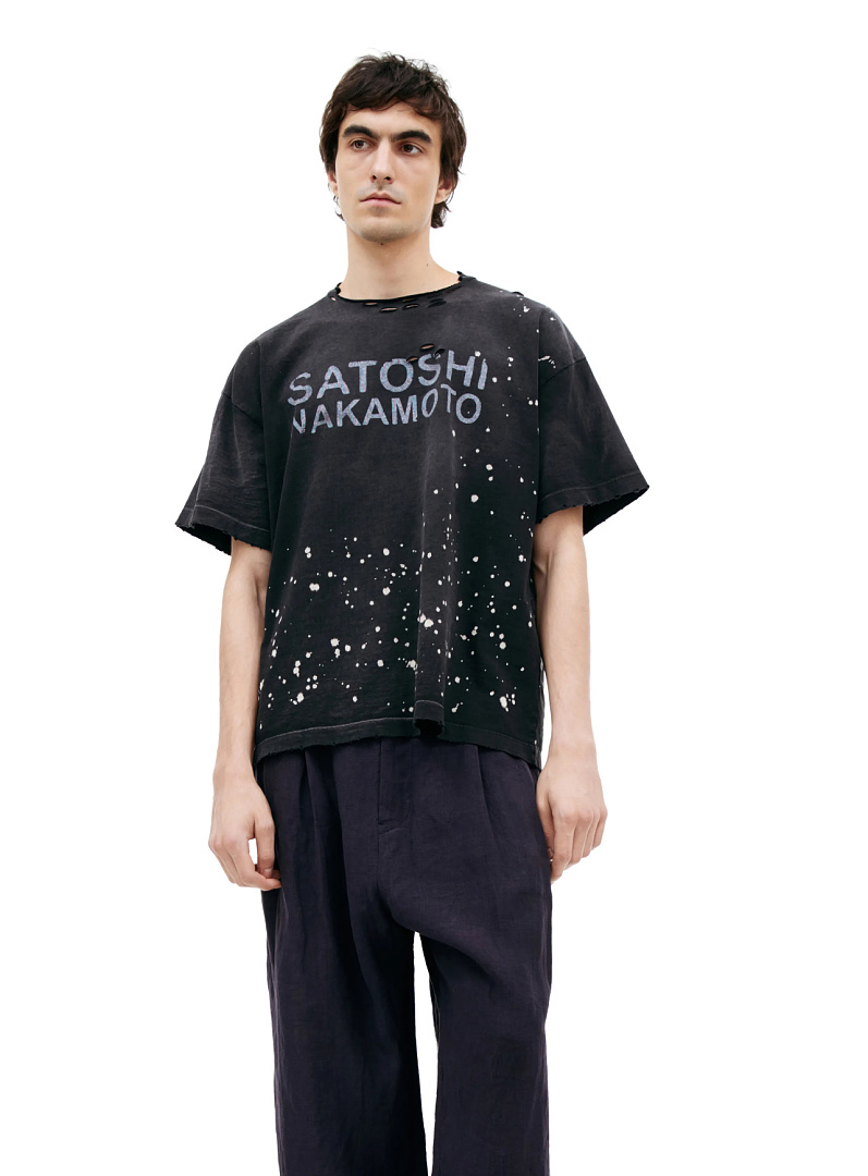 Unbranded 138 Satoshi Nakamoto Splatter Tee Ink T : Washed Black S M L - Image 16