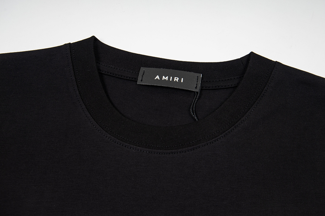 AMIRI 118 Wide Version Model Short Sleeve T Logo Print High Wind Black White S M L XL 9903# - Image 7