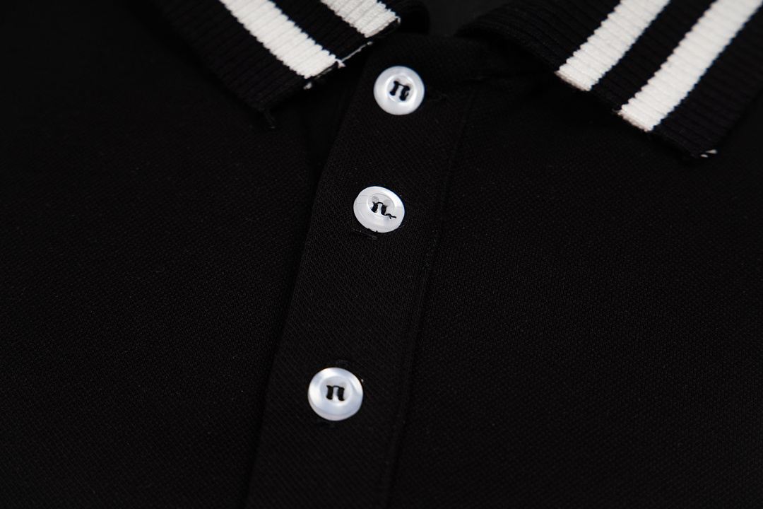 AMIRI 148 26Ss New Logo Print Collar Buckle Polo Short Sleeve T Black White S M L XL 9930# - Image 8