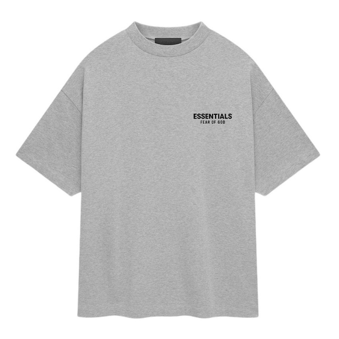 Essentials 118 Ess FALL24 HOLIDAY Jersey Crewneck T-Shirt Collar Wide Short Sleeve T : Light Mist Grey Black Dark :S-XL - Image 5