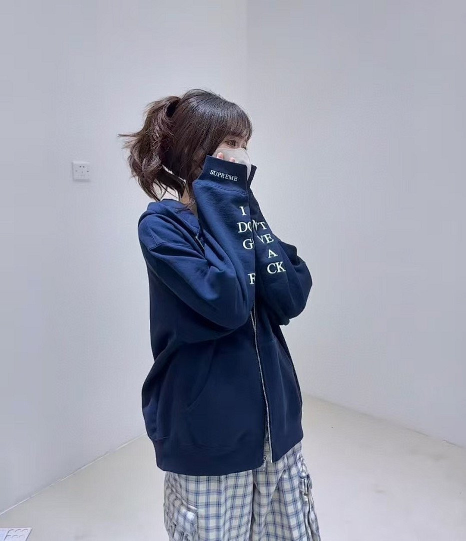 Supreme 378 FW25 IDGAF ZIP UP HOODED Embroidered (Black Grey) - Image 42