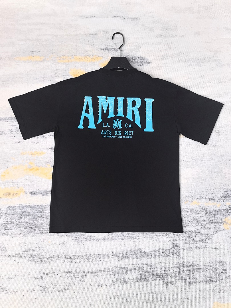 AMIRI 118 Wide Version Model Short Sleeve T Logo Print Diamond High Wind Black White S M L - Image 24