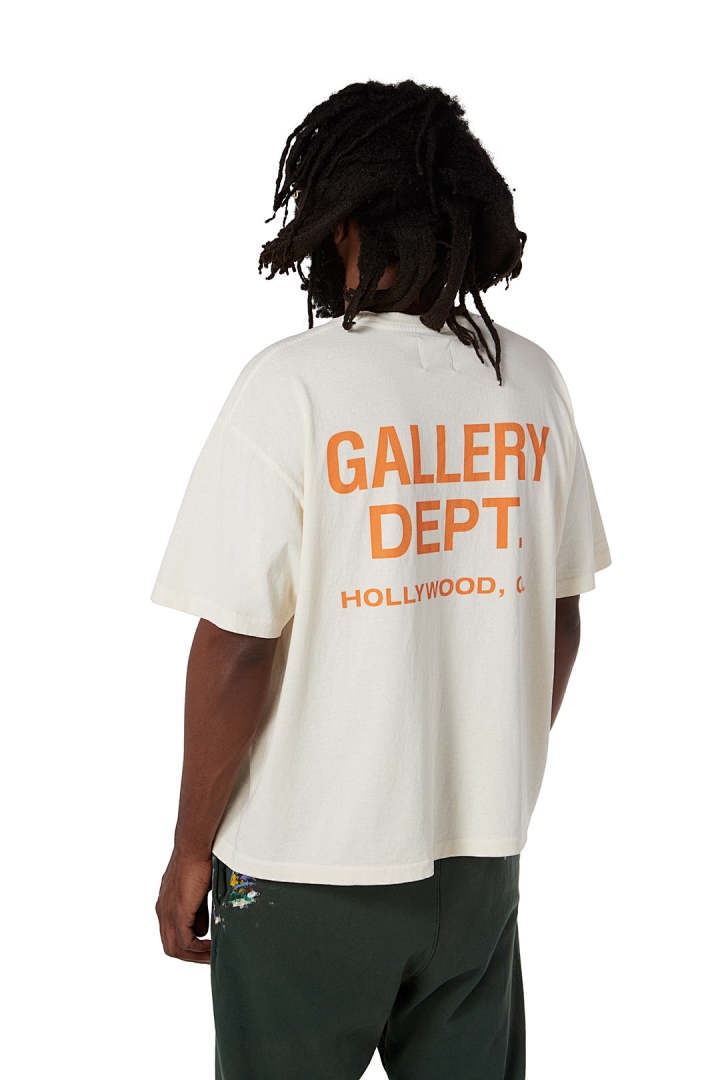 Gallery Dept 98 Gallery Dept. Classic Souvenir Tee LOGO Print Collar Short Sleeve T Black Grey White Cream Apricot Sky Blue Fruit Green Dark S M L - Image 20