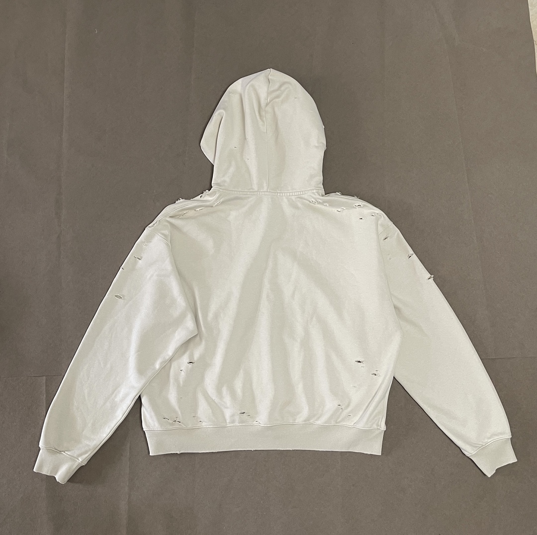 Off-White 238 Satoshi Nakamoto #MotoslugDistressed Zip-Up Hoodie Washed : Off White S M L - Image 7