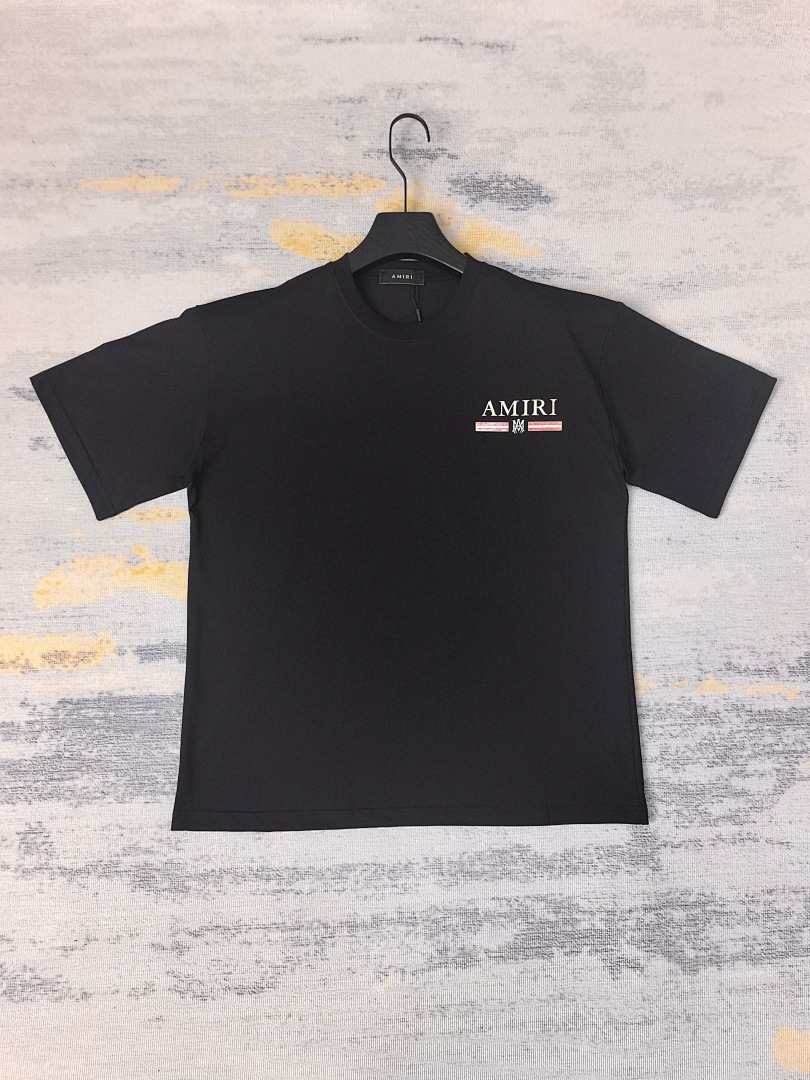 AMIRI 118 Wide Version Model Short Sleeve T Logo Print High Wind Black White S M L XL 9904# - Image 30