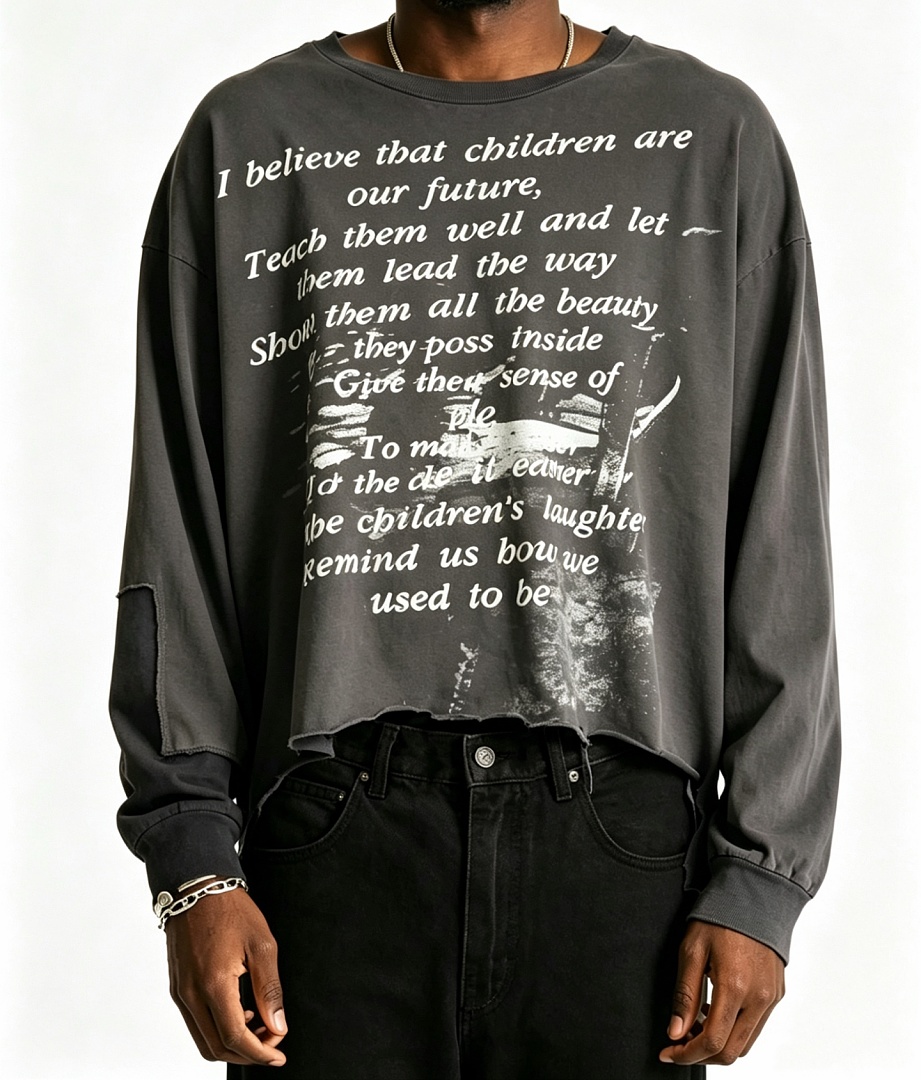 Enfants Riches Deprimes 168 Enfants Riches Deprimes 《 》 Patchwork Long Sleeve T : S M L XL (Black Grey) - Image 14