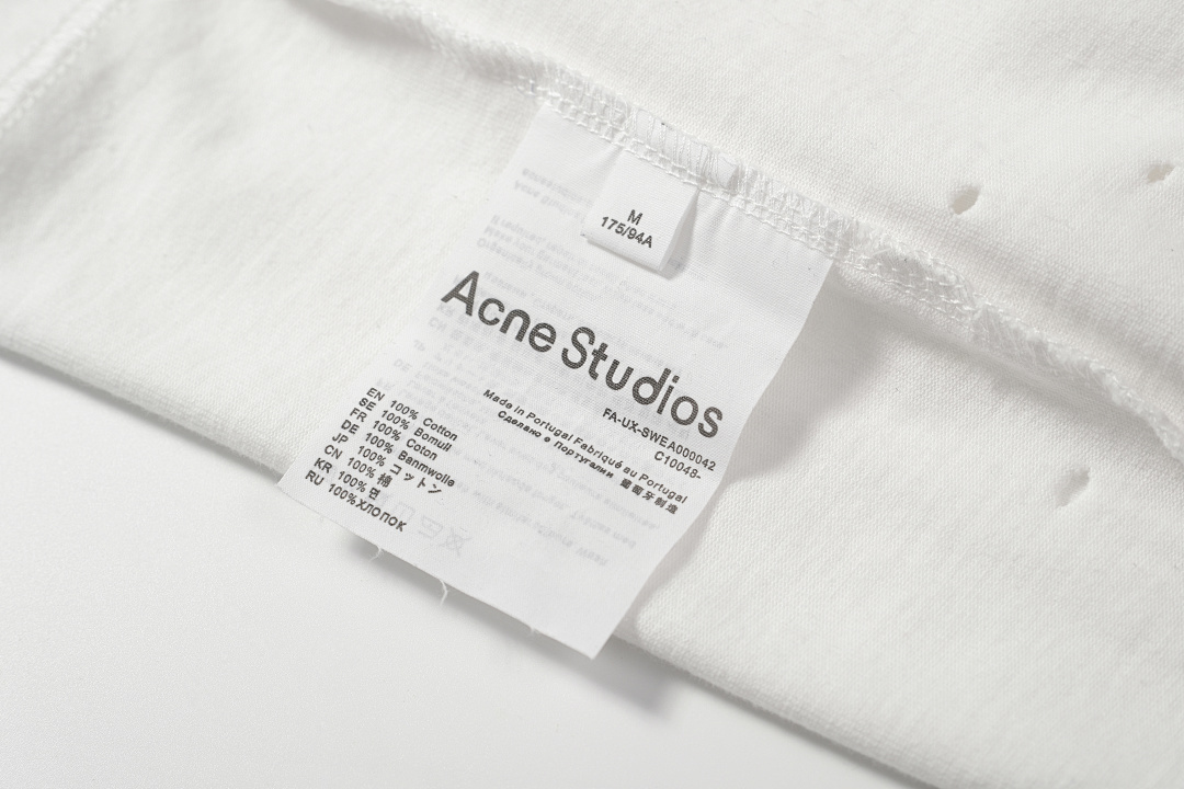 Acne Studios 128 AC Buckle LOGO Print Short Sleeve T White S-XL 8093# - Image 14