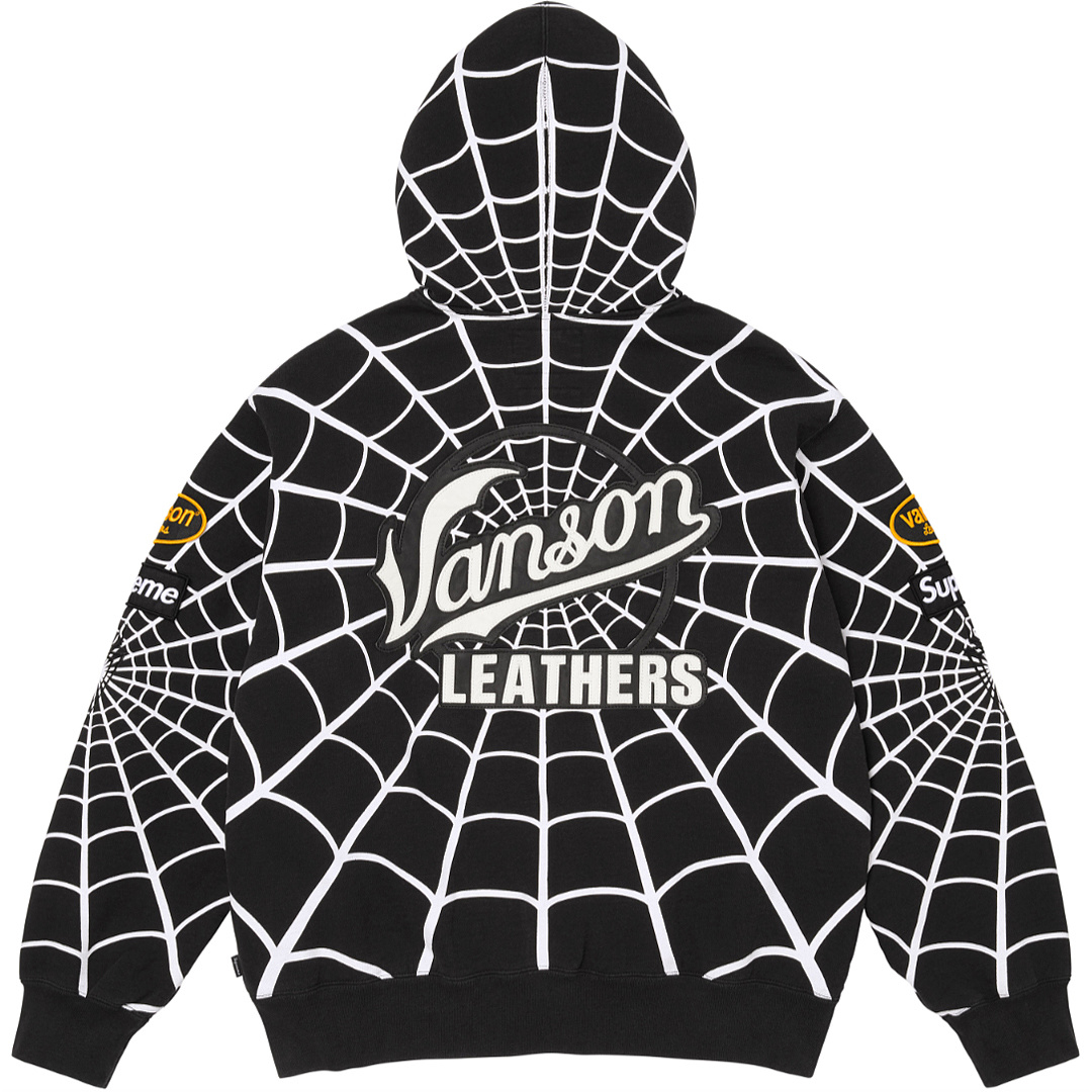 Sp5der 438 VANSON SPIDER-MAN Collab SS26 ZIP UP HOODED Thin Velvet Black Red S-XL - Image 6