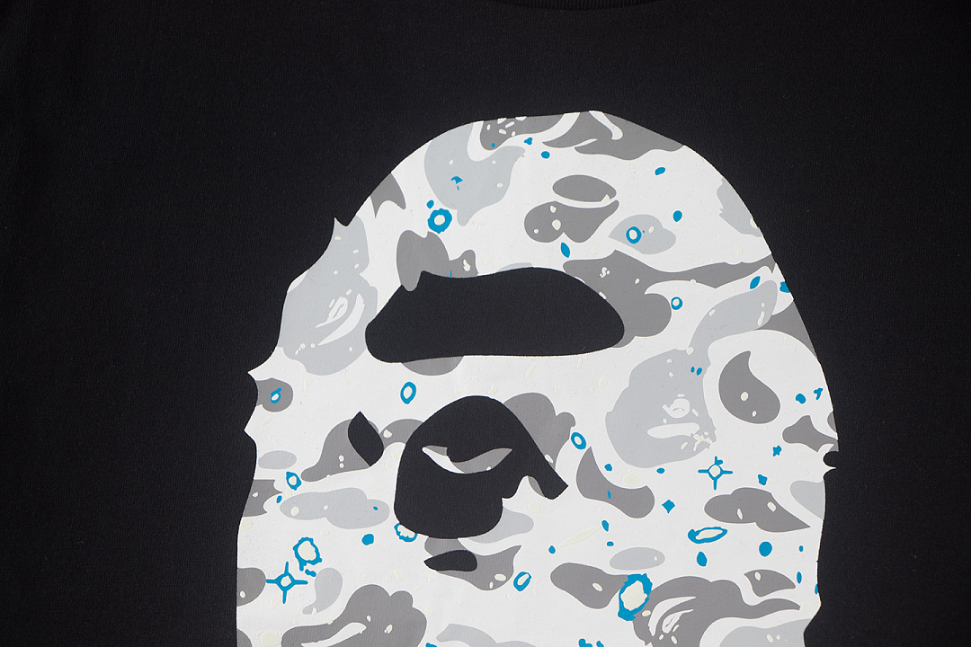 Bape 148 TOP Print Collar Short Sleeve T Black S-XL - Image 7
